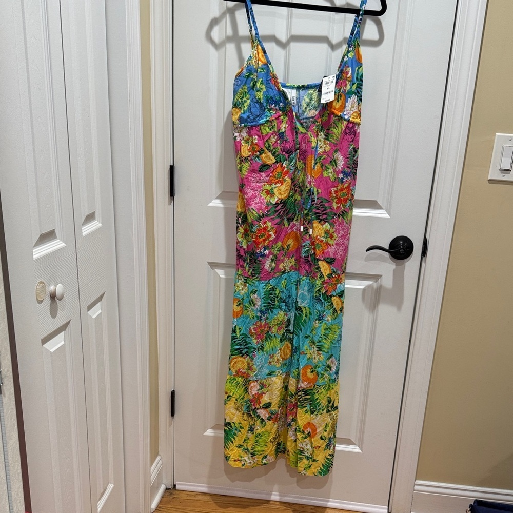 Bright Floral Tropical Sundress Size xl
